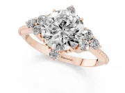 Round Vintage Cluster Engagement Ring Setting | Beaded Edges | Rose Gold