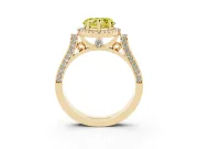 Heart-Shaped Halo Engagement Ring Setting for a Fancy Yellow Lab-Grown Diamond | Pointed Pave Shoulders | Yellow Gold