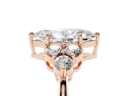 Marquise Cluster Side Stone Engagement Ring Setting | Plain Band | Rose Gold