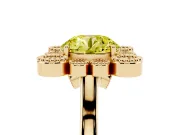 Round Milgrain Cluster Halo Engagement Ring Setting for a Fancy Yellow Lab-Grown Diamond | Plain Band | Yellow Gold