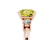 Princess Cut Three Stone Engagement Ring Setting for a Fancy Yellow Lab-Grown Diamond | Round Side Stones | Rose Gold