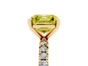 Fancy Yellow Asscher Cut Diamond Pavé Band Solitaire Set in Yellow gold with Prong Setting