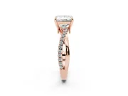 Princess Cut Pavé Twist Engagement Ring Setting | Crossover Band | Rose Gold