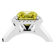 Asscher Cut Halo Engagement Ring Setting for a Fancy Yellow Lab-Grown Diamond | Knife-Edge Band | Sterling Silver