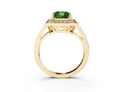 Princess Cut Halo Engagement Ring Setting for a Fancy Green Lab-Grown Diamond | Polished Halo Rim | Yellow Gold