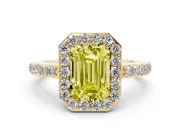 Emerald Cut Halo Engagement Ring Setting for a Fancy Yellow Lab-Grown Diamond | Yellow Gold - Design NV-24751