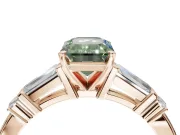 Emerald Cut Tapered Baguette Engagement Ring Setting for a Fancy Green Lab-Grown Diamond | Rose Gold