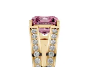 Asscher Cut Split Shank Pavé Engagement Ring Setting for a Fancy Pink Lab-Grown Diamond | Yellow Gold