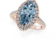 Marquise Halo Engagement Ring Setting for a Fancy Blue Lab-Grown Diamond | Pave Shoulders | Rose Gold