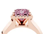 Princess Cut Knife-Edge Halo Engagement Ring Setting for a Fancy Pink Lab-Grown Diamond | Rose Gold