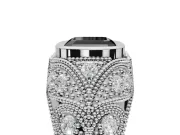 Asscher Cut Vintage Bezel Engagement Ring Setting for a Black Center | Milgrain Band | White Gold