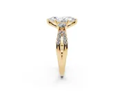 Marquise Three Stone Engagement Ring Setting | Pavé Split Shank | Yellow Gold