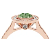 Pear-Shaped Vintage Milgrain Halo Engagement Ring Setting for a Fancy Green Lab-Grown Diamond | Bezel Head | Rose Gold