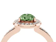 Fancy Green Pear Cut Diamond Halo Ring Set in Rose gold with Bezel Frame and Pavé Band
