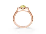Pear-Shaped Scalloped Halo Engagement Ring Setting for a Fancy Yellow Lab-Grown Diamond | Milgrain Edges | Rose Gold