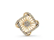 Round Lab-Grown Diamond Cluster Sunburst Pendant Necklace | Pavé Swirl Frame | Yellow Gold