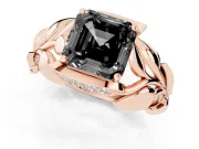 Asscher Cut Leaf Bypass Engagement Ring Setting for a Black Center | Pavé Leaf Accents | Rose Gold