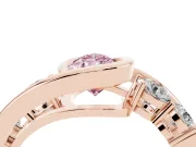 Fancy Pink Pear Cut Diamond Bezel Bypass Ring Set in Rose gold with Round Accents