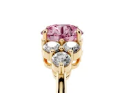 Round Cluster Side Stone Engagement Ring Setting for a Fancy Pink Lab-Grown Diamond | Yellow Gold
