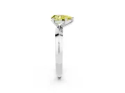 Fancy Yellow Pear Cut Diamond Solitaire Engagement Ring Set in Platinum with Flat Band and Prong Setting