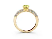 Emerald Cut Close Set Pave Engagement Ring Setting for a Fancy Yellow Lab-Grown Diamond | Multi Row | Yellow Gold