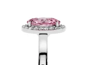 Fancy Pink Oval Cut Diamond Halo Ring Set in Silver with Solitaire Band and Prong Setting