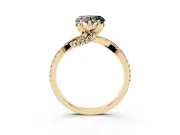 Heart-Shaped Twisted Pavé Engagement Ring Setting for a Black Center | Split Shank | Yellow Gold