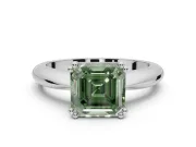 Princess Cut Tapered Solitaire Engagement Ring Setting for a Fancy Green Lab-Grown Diamond | Platinum