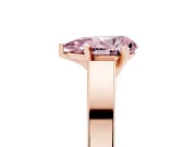 Fancy Pink Pear Cut Diamond Solitaire Engagement Ring Set in Rose gold with Prong Setting and Tapered Band