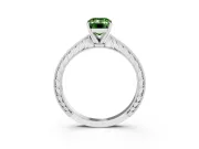 Emerald Cut Engraved Engagement Ring Setting for a Fancy Green Lab-Grown Diamond | Platinum