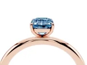 Emerald Cut Low Set Solitaire Engagement Ring Setting for a Fancy Blue Lab-Grown Diamond | Rose Gold