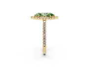 Marquise Pave Halo Engagement Ring Setting for a Fancy Green Lab-Grown Diamond | Pave Band | Yellow Gold