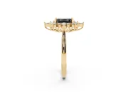 Emerald Cut Cluster Halo Engagement Ring Setting for a Black Center | Yellow Gold