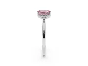 Fancy Pink Emerald Cut Diamond Solitaire Engagement Ring Set in Silver with Prong Setting and Polished Band