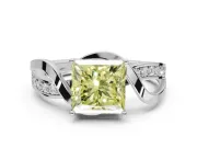 Princess Cut Bypass Solitaire Engagement Ring Setting for a Fancy Yellow Lab-Grown Diamond | Pavé Strands | Platinum