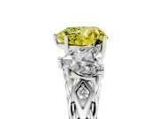 Heart-Shaped Three Stone Engagement Ring Setting for a Fancy Yellow Lab-Grown Diamond | Braided Band | White Gold