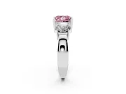 Princess Cut Three Stone Engagement Ring Setting for a Fancy Pink Lab-Grown Diamond | Wide Plain Band | Platinum