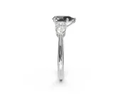 Pear-Shaped Three-Stone Ring Setting for a Black Center | Pear Side Stones | Sterling Silver
