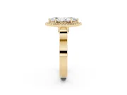 Marquise Cut Diamond Halo Ring Set in Yellow gold with Pavé-Lined Split Shank Band