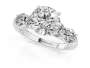 Round Five Stone Engagement Ring Setting | Prong Set Side Stones | Sterling Silver