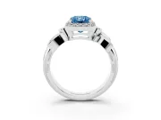 Radiant Cut Floral Halo Engagement Ring Setting for a Fancy Blue Lab-Grown Diamond | Platinum