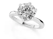 Round Cut Diamond Solitaire Engagement Ring Set in Silver with Slim Tapered Solitaire Band