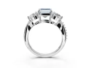 Asscher Cut Three Stone Engagement Ring Setting for a Fancy Blue Lab-Grown Diamond | Tapered Pave Band | White Gold