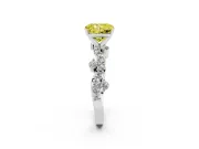 Fancy Yellow Radiant Cut Diamond Solitaire Twisted Band Set in Silver with Pavé Setting