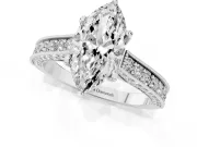 Marquise Vintage Hidden Halo Engagement Ring Setting | Milgrain Pave Band | Platinum