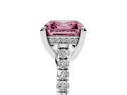 Asscher Cut Hidden Halo Pave Engagement Ring Setting for a Fancy Pink Lab-Grown Diamond | Claw Prongs | Sterling Silver