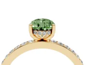 Pear-Shaped Hidden Halo Engagement Ring Setting for a Fancy Green Lab-Grown Diamond | Yellow Gold