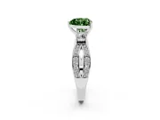 Heart-Shaped Three-Stone Twist Engagement Ring Setting for a Fancy Green Lab-Grown Diamond | White Gold