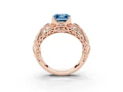 Asscher Cut Art Deco Engagement Ring Setting for a Fancy Blue Lab-Grown Diamond | Rose Gold