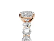 Cushion Cut Side Stone Engagement Ring Setting | Scalloped Prong Accents | Rose Gold